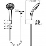 Shower head W/ hose and holder 3 jets S3, color: Chrome surface: Glossy Shower head W/ hose and holder 3 jets S3, color: Chrome surface: Glossy Hand showers