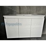 Bathroom furniture set with washbasin 105x60x46 material: Wood composite wall mounted, color: White wood Bathroom furniture sets