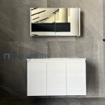 Bathroom furniture set with washbasin 105x60x46 material: Wood composite wall mounted, color: White wood Bathroom furniture sets