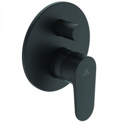 Μπαταρία ντουζιέρας εντοιχιζόμενη εξωτερικό μέρος 2 εξόδων αναμεικτική από ορείχαλκο με πλακέτα silk black, χρώμα: Μαύρο επιφάνεια: Ματ Εντοιχιζόμενες εξωτερικό μέρος