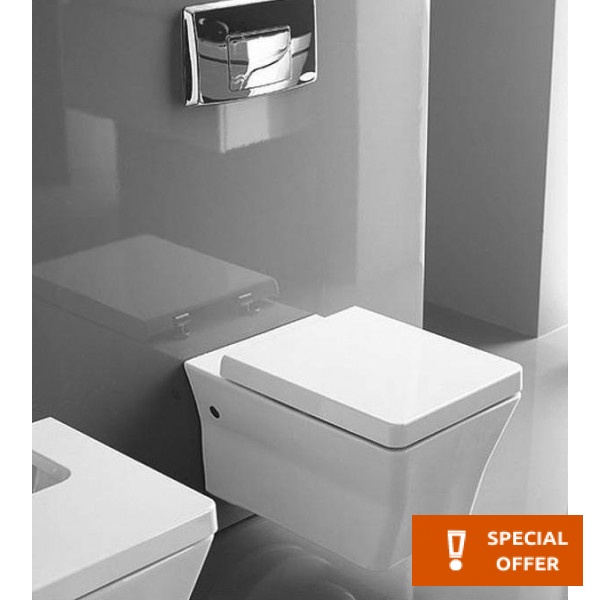 Toilet (only) Wall-mounted with rim 56x36,5 surface: Glossy, color: White Wall-mounted Toilet (only) Wall-mounted with rim 56x36,5 surface: Glossy, color: White Wall-mounted