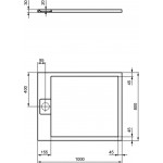 Shower tray Rectangular 100x80x3 material: Synthetic Concrete Grey, color: Grey surface: Matt Rectangular