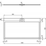 Shower tray Rectangular 160x90x3 material: Synthetic, color: White surface: Matt Rectangular