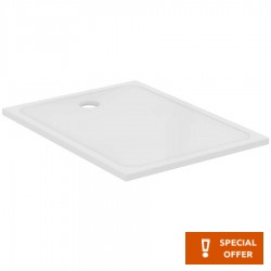 Ντουζιέρα ορθογώνια 120x90 από κεραμικό με βαλβίδα αριστερά, χρώμα: Λευκό επιφάνεια: Γυαλιστερή