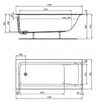 Bathtub Rectangular 170x75 material: Acrylic, color: White no grab bars surface: Glossy Rectangular Bathtub Rectangular 170x75 material: Acrylic, color: White no grab bars surface: Glossy Rectangular