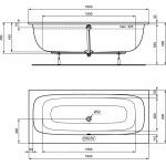 Bathtub Rectangular 180x80 material: Acrylic, color: White no grab bars surface: Glossy Rectangular