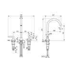 Wash basin tap Deck-mounted dual-level L size material: Brass Without waste, color: Grey surface: Satin Deck-mounted