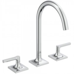 Wash basin tap Deck-mounted dual-level L size material: Brass Without waste, color: Chrome surface: Glossy