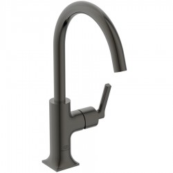 Wash basin tap Deck-mounted L size material: Brass mixer Without waste magnetic grey, color: Grey surface: Brushed