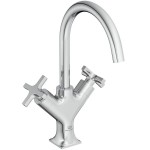 Wash basin tap Deck-mounted dual-level L size material: Brass Without waste, color: Chrome surface: Glossy Deck-mounted Wash basin tap Deck-mounted dual-level L size material: Brass Without waste, color: Chrome surface: Glossy Deck-mounted
