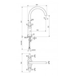 Wash basin tap Deck-mounted dual-level L size material: Brass Without waste, color: Grey surface: Brushed Deck-mounted