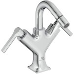 Wash basin tap Deck-mounted dual-level L size material: Brass With pop-up waste set, color: Chrome surface: Glossy Deck-mounted Wash basin tap Deck-mounted dual-level L size material: Brass With pop-up waste set, color: Chrome surface: Glossy Deck-mounted