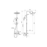 Shower tap with showerpipe and overhead shower Wall-mounted material: Brass mixer, color: Grey surface: Brushed Wall-mounted exposed with showerpipe and overhead shower