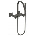 Bathtub tap Wall-mounted exposed material: Brass with hand shower, hose and holder dual-level mixer, color: Grey surface: Satin Wall-mouned exposed Bathtub tap Wall-mounted exposed material: Brass with hand shower, hose and holder dual-level mixer, color: Grey surface: Satin Wall-mouned exposed