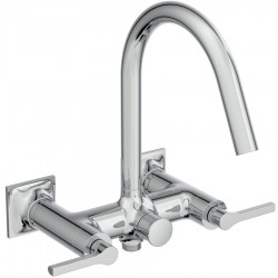 Bathtub tap Wall-mounted exposed material: Brass without hand shower, hose and holder dual-level mixer, color: Chrome surface: Glossy Wall-mouned exposed