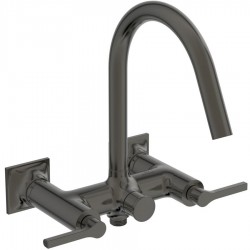 Μπαταρία μπανιέρας επίτοιχη από ορείχαλκο κορμός (χωρίς τηλέφωνο, σπιράλ, στήριγμα) λαβή lever, , magnetic grey 2 λαβών, χρώμα: Γκρι επιφάνεια: Βουρτσισμένη Επίτοιχες