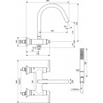 Bathtub tap Wall-mounted exposed material: Brass with hand shower, hose and holder dual-level mixer, color: Chrome surface: Glossy Wall-mouned exposed