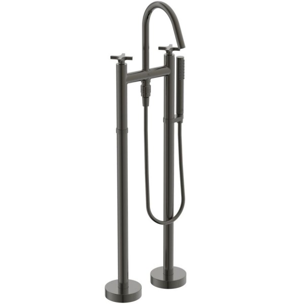 Bathtub tap Floor-standing complete material: Brass, color: Grey surface: Satin Floor standing Bathtub tap Floor-standing complete material: Brass, color: Grey surface: Satin Floor standing