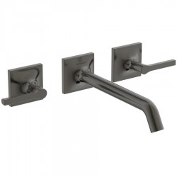 Wash basin tap Wall-mounted - external part 3 holes dual-level Without waste, color: Grey 20,9cm material: Brass surface: Brushed