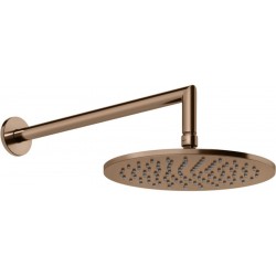 Κεφαλή ντους επίτοιχος τύπος 25x25 από ορείχαλκο 1 ροής με βραχίονα 34,8cm, Copper PVD, χρώμα: Μπρονζέ επιφάνεια: Γυαλιστερή Κεφαλές ντους