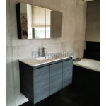 Bathroom furniture set with washbasin 100x47x62 material: Wood composite wall mounted, color: Wood Grey Bathroom furniture sets