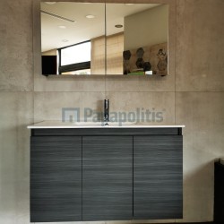 Έπιπλο μπάνιου κομπλέ με νιπτήρα, 100x47x62 από ξύλο συνθετικό επίτοιχου τύπου, χρώμα: Ξύλο Γκρι Έπιπλα μπάνιου κομπλέ