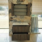 Έπιπλο μπάνιου κομπλέ με νιπτήρα, 79x60x45 από ξύλο συνθετικό επίτοιχου τύπου, χρώμα: Ξύλο Καστανιά Έπιπλα μπάνιου κομπλέ