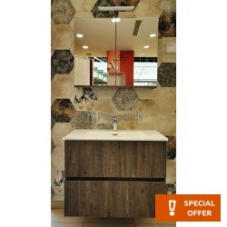 Έπιπλο μπάνιου κομπλέ με νιπτήρα, 79x60x45 από ξύλο συνθετικό επίτοιχου τύπου, χρώμα: Ξύλο Καστανιά Έπιπλα μπάνιου κομπλέ