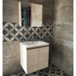 Bathroom furniture set with washbasin 60x47x62 material: Wood composite wall mounted, color: Wood Oak Bathroom furniture sets Bathroom furniture set with washbasin 60x47x62 material: Wood composite wall mounted, color: Wood Oak Bathroom furniture sets