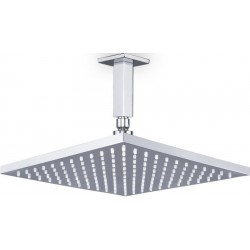 Κεφαλή ντους οροφής 20x20 από ABS 1 ροής & βραχίονα Square 10cm, χρώμα: Χρωμέ επιφάνεια: Γυαλιστερή Κεφαλές ντους