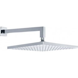 Κεφαλή ντους επίτοιχος τύπος 20x20 από ABS 1 ροής & βραχίονα Square 35cm, χρώμα: Χρωμέ επιφάνεια: Γυαλιστερή Κεφαλές ντους