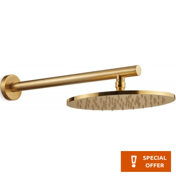 Shower head Wall-mounted 20x20 material: Inox, style: 1 spray, color: Gold surface: Brushed Overhead showers