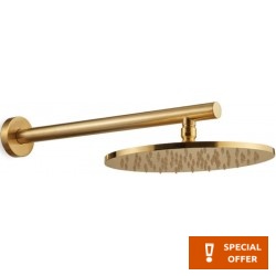 Κεφαλή ντους επίτοιχος τύπος 20x20 από inox 1 ροής & βραχίονα 35cm, brushed gold, χρώμα: Χρυσό επιφάνεια: Βουρτσισμένη
