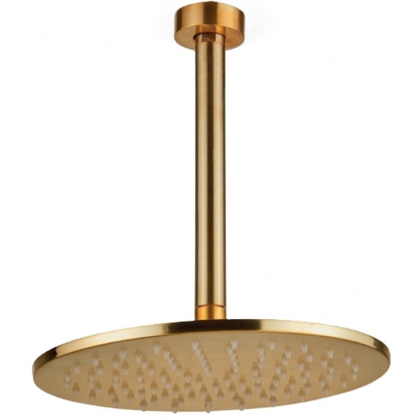 Shower head Ceiling-mounted 20x20 material: Inox, style: 1 spray, color: Gold surface: Brushed Overhead showers