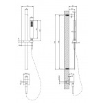 Shower slider rail 60cm material: Brass with hand shower, hose & outlet elbow, color: Black surface: Matt Shower slider rails