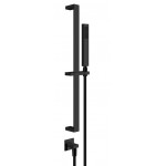 Shower slider rail 60cm material: Brass with hand shower, hose & outlet elbow, color: Black surface: Matt Shower slider rails