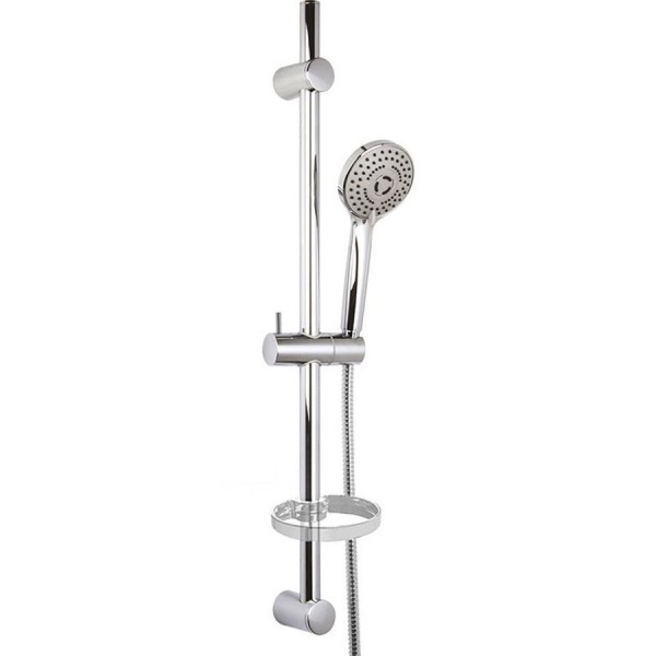 Βέργα ντους 75cm από ορείχαλκο με τηλέφωνο, σπιράλ & σαπουνοθήκη, χρώμα: Χρωμέ επιφάνεια: Γυαλιστερή Βέργες ντους