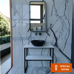 Έπιπλο μπάνιου κομπλέ με νιπτήρα, 80x70x45 από μέταλλο επίτοιχου τύπου, χρώμα: Μαύρο Έπιπλα μπάνιου κομπλέ