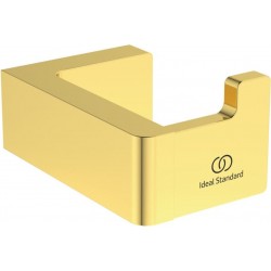 Hook Flat wall mounted material: Brass single Squared, brushed gold, color: Gold surface: Brushed Hooks