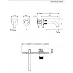 Wash basin tap Wall-mounted concealed - complete set 2 holes material: Brass With push-open waste set 18,5cm, color: Gold surface: Brushed Wall-mounted - external part
