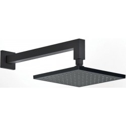 Κεφαλή ντους επίτοιχος τύπος 20x20 από ABS 1 ροής & βραχίονας 35cm, ανακλινόμενη, χρώμα: Μαύρο επιφάνεια: Ματ Κεφαλές ντους