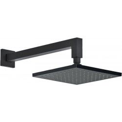 Κεφαλή ντους επίτοιχος τύπος 30x30 από ABS 1 ροής & βραχίονας 35cm, ανακλινόμενη, χρώμα: Μαύρο επιφάνεια: Ματ Κεφαλές ντους