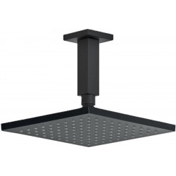 Κεφαλή ντους οροφής 20x20 από ABS 1 ροής & βραχίονας 10cm, ανακλινόμενη, χρώμα: Μαύρο επιφάνεια: Ματ Κεφαλές ντους