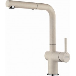 Kitchen tap Deck-mounted material: Brass with shower, color: Beige surface: Matt Deck-mounted