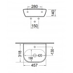 Washbasin Wall-mounted 45x32x14 no pedestal / Without overflow With 1 bowl With hole in the middle material: Porcelain, color: White surface: Glossy Wall-mounted Washbasin Wall-mounted 45x32x14 no pedestal / Without overflow With 1 bowl With hole in the middle material: Porcelain, color: White surface: Glossy Wall-mounted