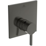 Shower tap Wall-mounted external part 1 way material: Brass mixer With plate without hand shower, hose and holder magnetic grey, color: Grey surface: Brushed Wall-mounted - external part