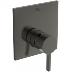 Shower tap Wall-mounted external part 1 way material: Brass mixer With plate without hand shower, hose and holder magnetic grey, color: Grey surface: Brushed Wall-mounted - external part