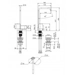 Μπαταρία νιπτήρος επικαθήμενη αναμεικτική από ορείχαλκο με βαλβίδα push-open  υψηλή με λαβές μαύρη & dark wood, χρώμα: Χρωμέ επιφάνεια: Γυαλιστερή Επικαθήμενες