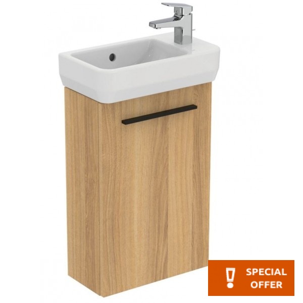 Furniture base with washbasin 45x25x76 material: Wood composite 1 basin wall mounted, color: Wood Oak Cabinets with wash basin Furniture base with washbasin 45x25x76 material: Wood composite 1 basin wall mounted, color: Wood Oak Cabinets with wash basin