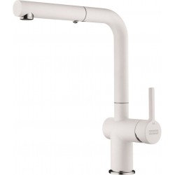 Kitchen tap Deck-mounted material: Brass With Pull-Out Spray 1 jet, color: White surface: Matt